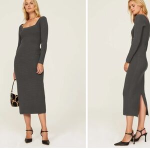 TOCCIN X RTR gray ribbed midi sweater dress size medium
